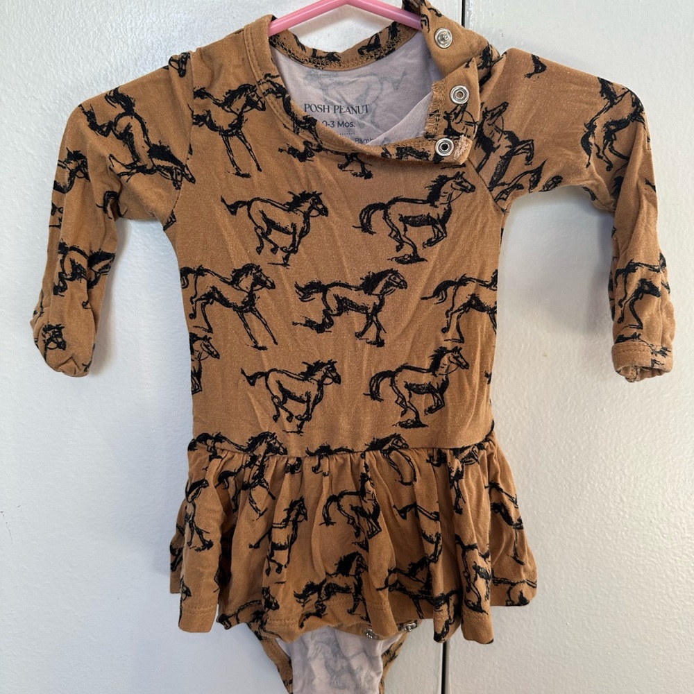 Posh Peanut Wild Horses Twirl Skirt Onesie 0-3 months
